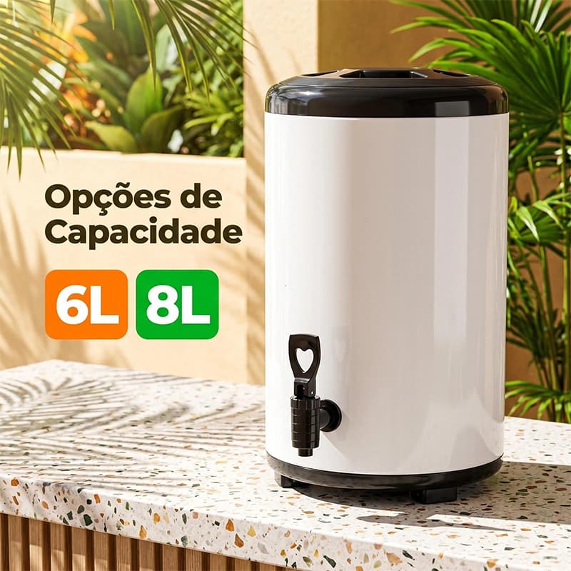 Balde Térmico 6L/8L para Chá com Leite e Café - Isolamento Duplo, Antiaderente e Durável - Ideal para Lojas