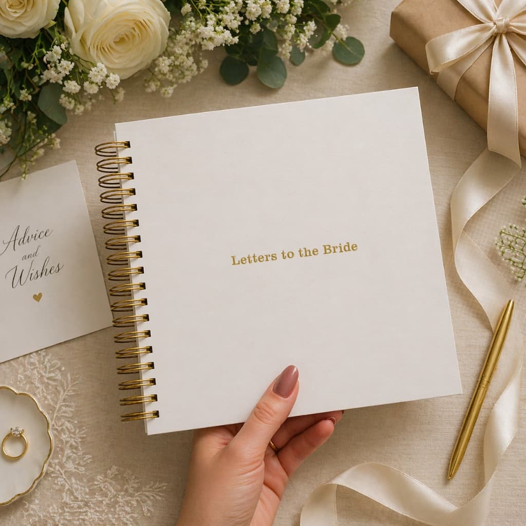 Caderno de Memórias Letters to the Bride (Cartas para a Noiva) Livro Assinaturas Casamento Presente 22X24cm