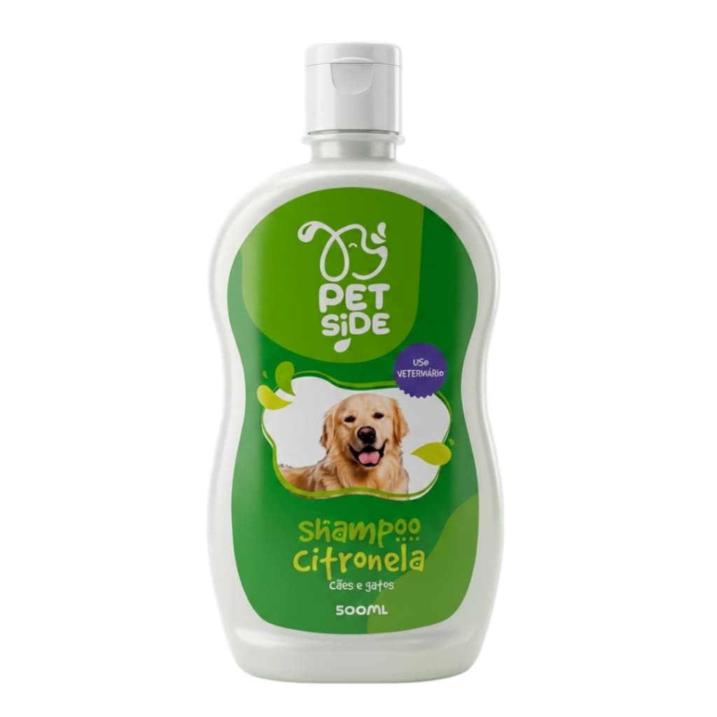 Shampoo Citronela Pet Side 500ml Higiene Pet Cães Gatos Pelo Macio Perfumado Aroma Natural Frescor