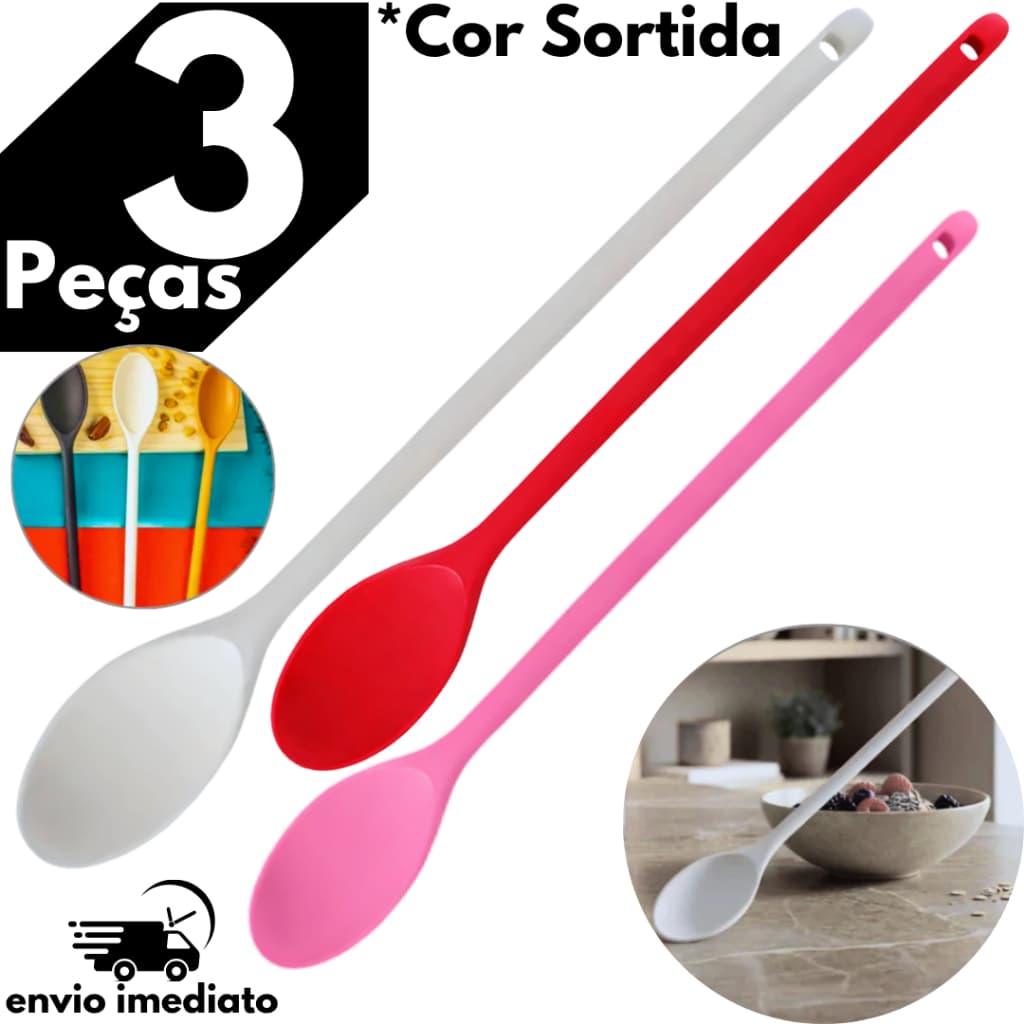 Colher de Arroz Côncava de Polipropileno 36cm Cores Sortidas Plástico Durável Não Risca Sem BPA