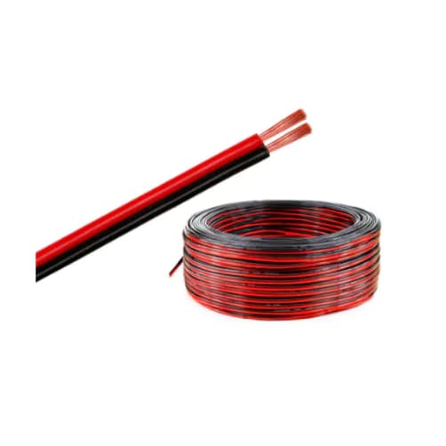 Fio Paralelo Bicolor Preto Vermelho 0,50mm Rolo Som Automotivo Alto Falante Luminária Fita de Led