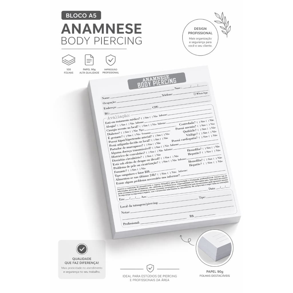 Ficha de Anamnese Body Piercing