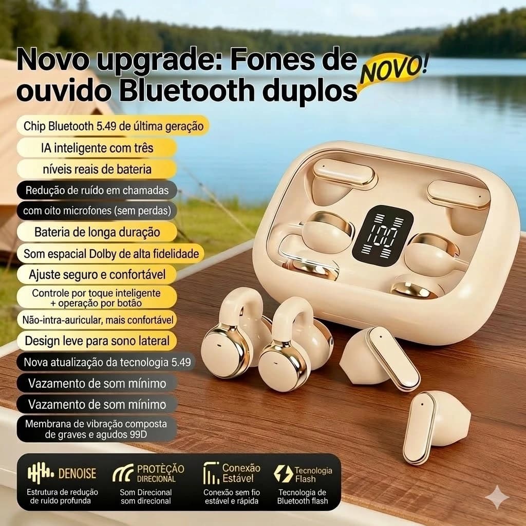 2026 Novo Q10 Fones de ouvido Bluetooth sem fio TWS fones de ouvido esportivos com clipe 4em1