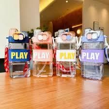 Garrafa De Água Play Garrafinha Infantil Squeeze Play Com Canudo e Alça 580ml Cor Rosa Azul Lilás Branco Pronta Entrega