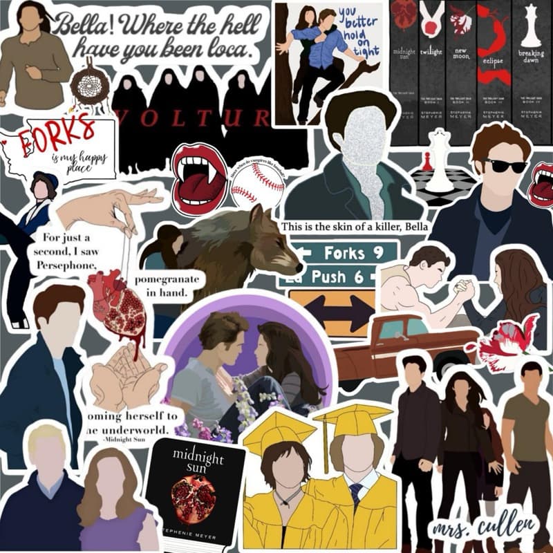 30 Adesivos Crepúsculo | Para Kindle, Celular e Caderno | Vinil à Prova d’Água, Alta Qualidade