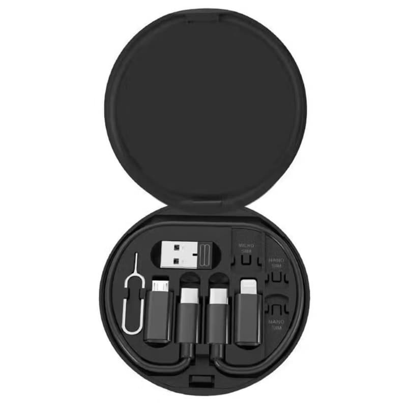 Kit Cabo USB Retrátil 4 em 1 – Compatível com Android e iPhone + Adaptadores Completo