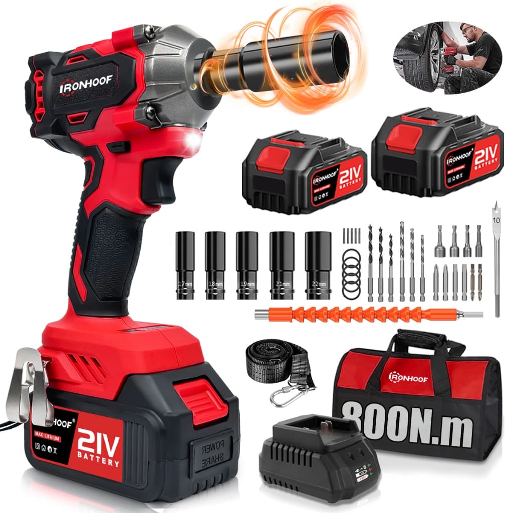 800nm Chave de Impacto Elétrica Sem Fio Com 21V Bateria Motor Brushless com Soquetes