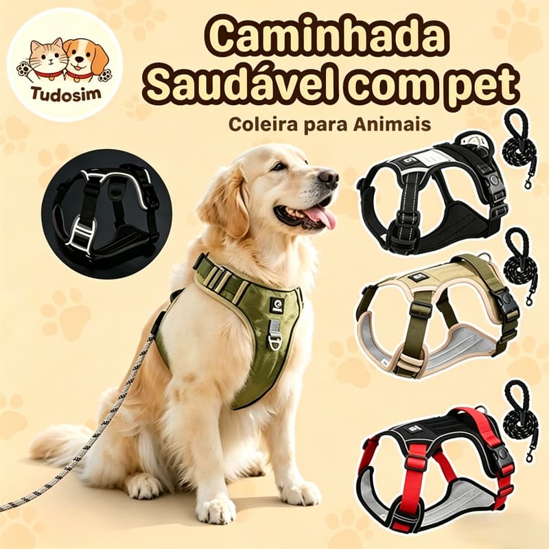 Arnês Peitoral Ajustável com Reflexo Porta-cães Coleira Colete Alça Reforçada para Cães Médios Grandes