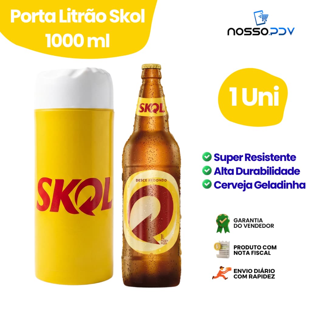 Porta Garrafa Térmico Para Cerveja Litrão 1L Skol Parede Dupla Alta Qualidade Envio Rápido