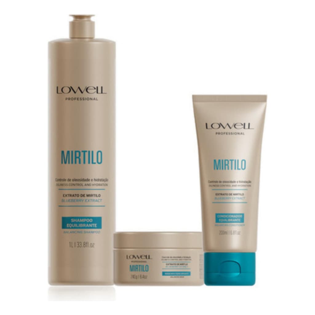 Lowell Mirtilo Kit Salão Shampoo Condicionador Máscara 240g