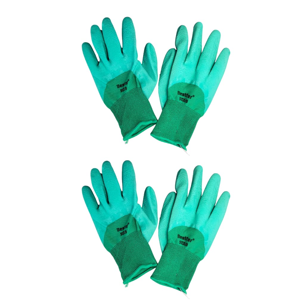 Kit 2 Pares Luva Poliester Com Latex Corrugado Verde Xg/9