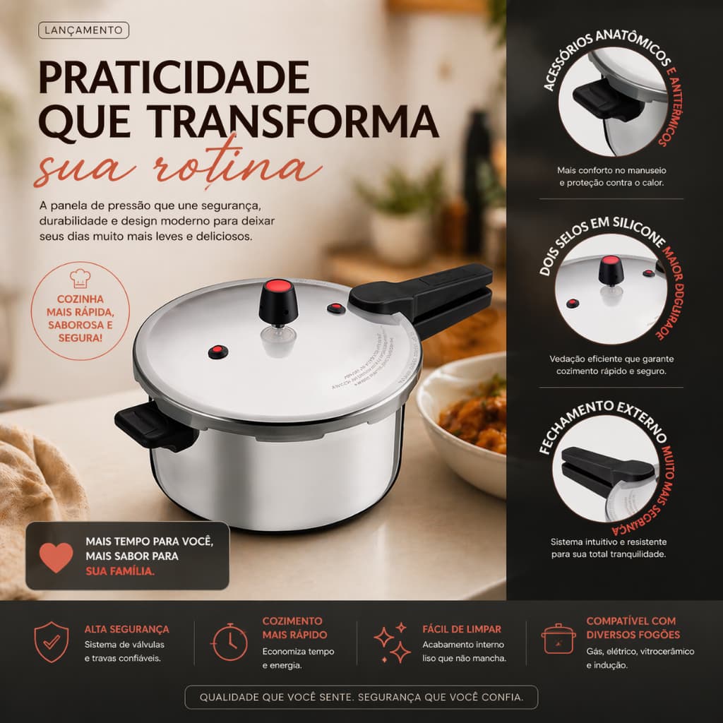 Panela de Pressão 7 Litros Fechamento Externo