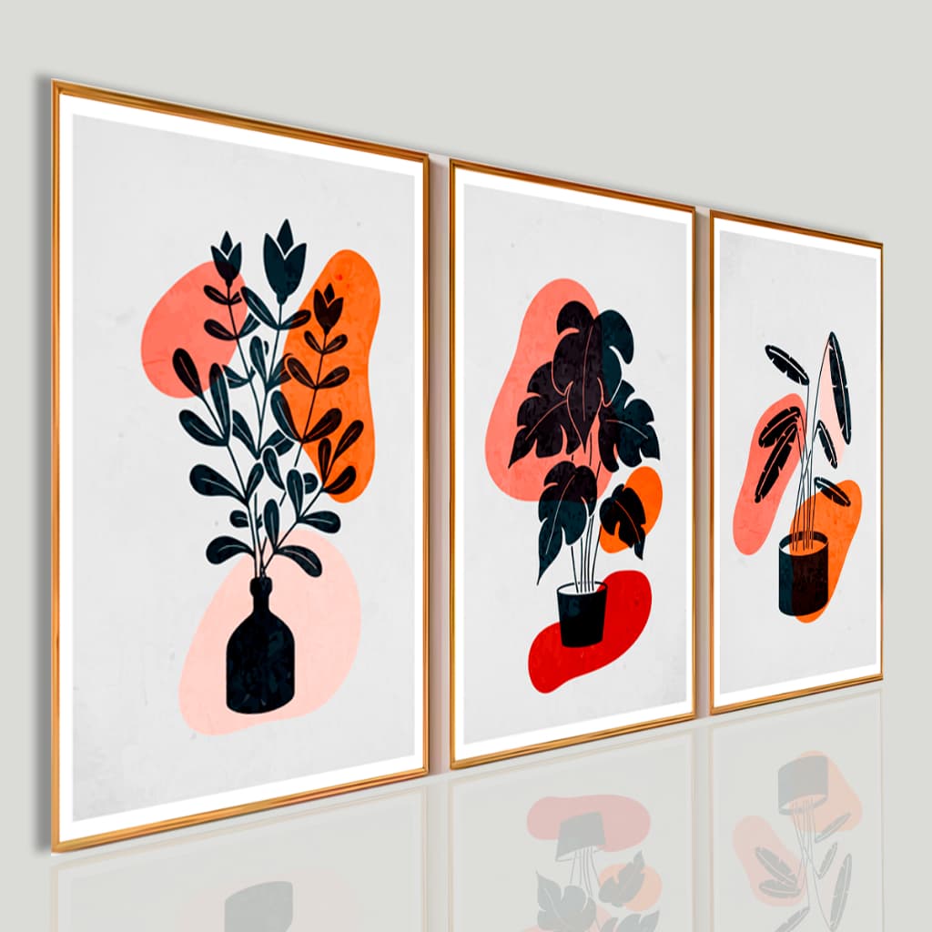 Quadros Decorativos para sala Botânico Boho Moderno Plantas Terracota Sala Quarto Escritório