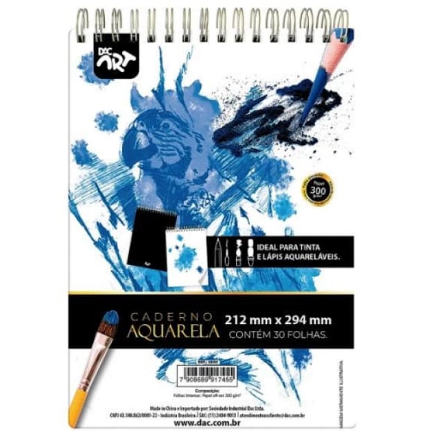 CADERNO AQUARELA 300GB 212X294MM 4890 30FLS DAC