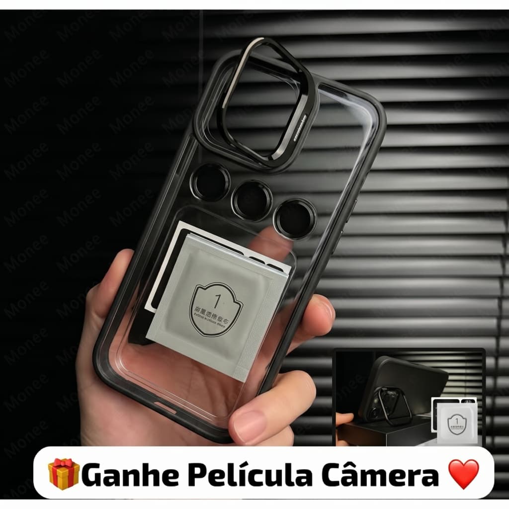 Capa MagSafe: Suporte Ajustável + Película Lente Grátis | Compatível com iPhone 15