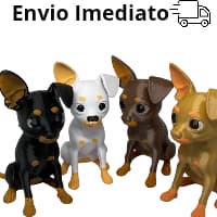 Pincher Decorativo 10cm Miniatura Cachorro Realista Preto Caramelo Marrom Branco Enfeite Pet Estatueta