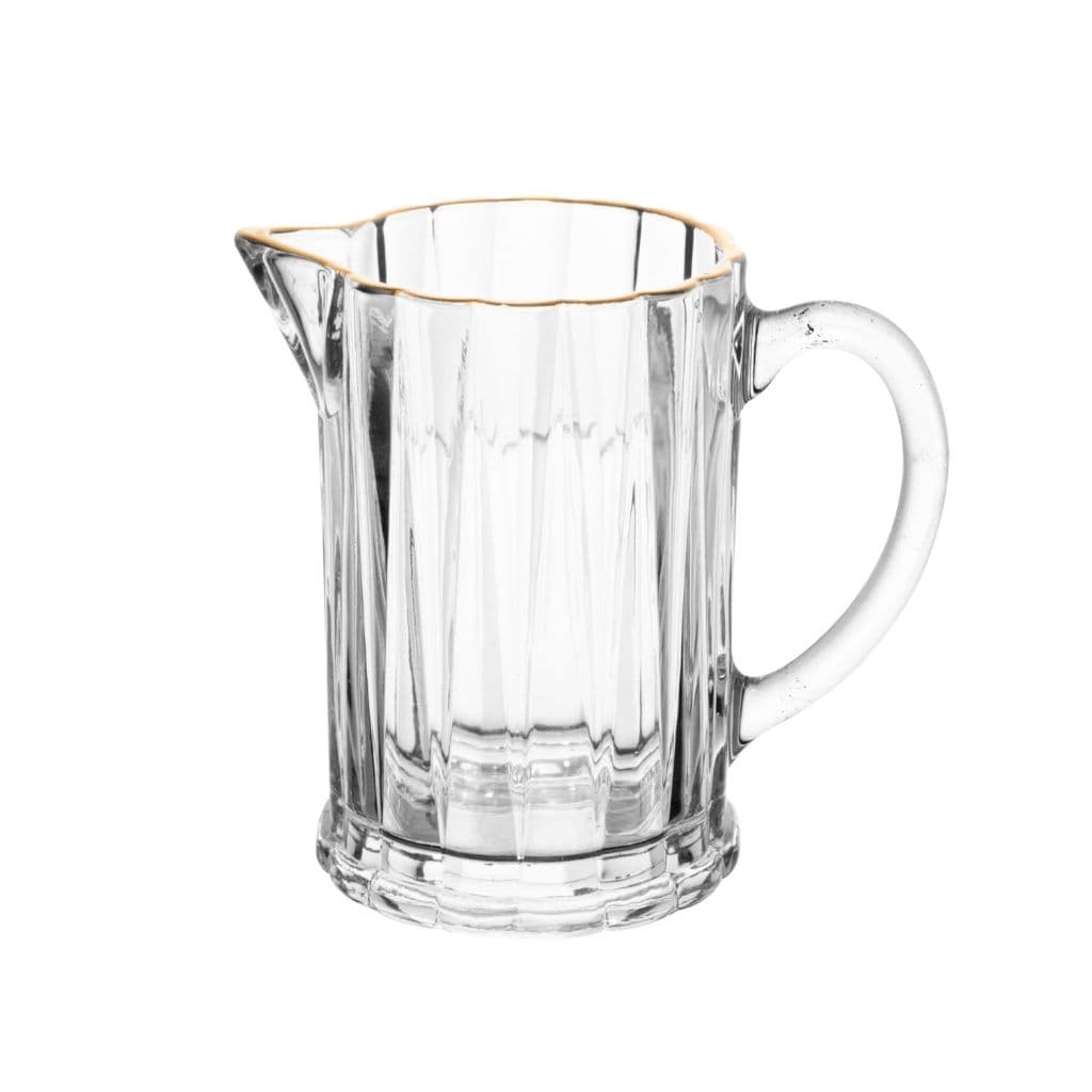 Leiteira Jarra de Vidro Cristal Radial com Fio de Ouro 290ml Lyor