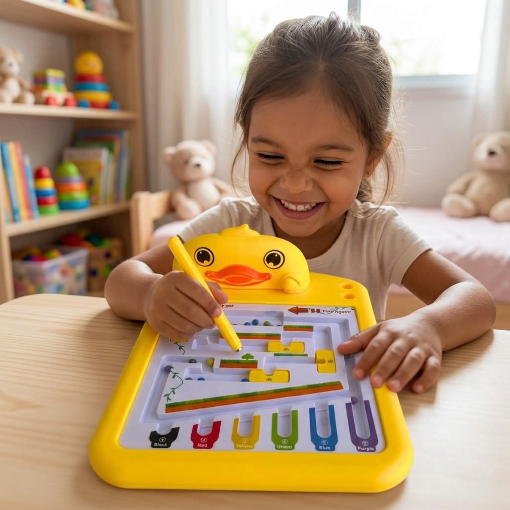 Brinquedo Educativo Pedagógico Labirinto Magnético Pato Coordenação Foco Infantil 3 a 8 Anos