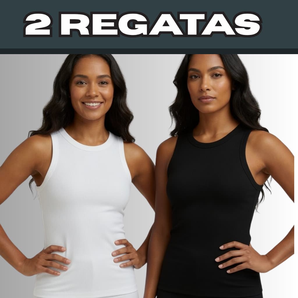 Kit 2 Regata Canelada Feminina Algodão com Elastano