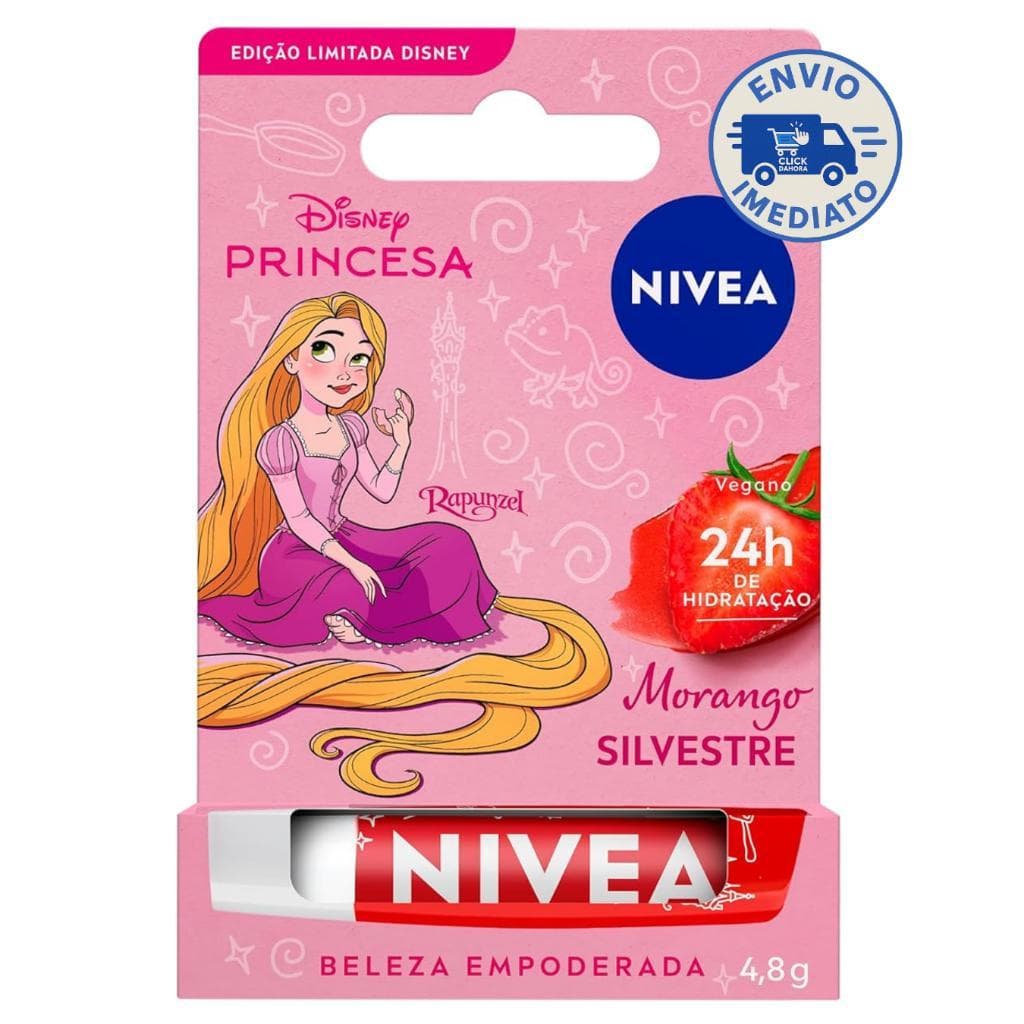 NIVEA Hidratante Labial Morango Silvestre Ed. Limitada Rapunzel Disne Princesa 4,8g