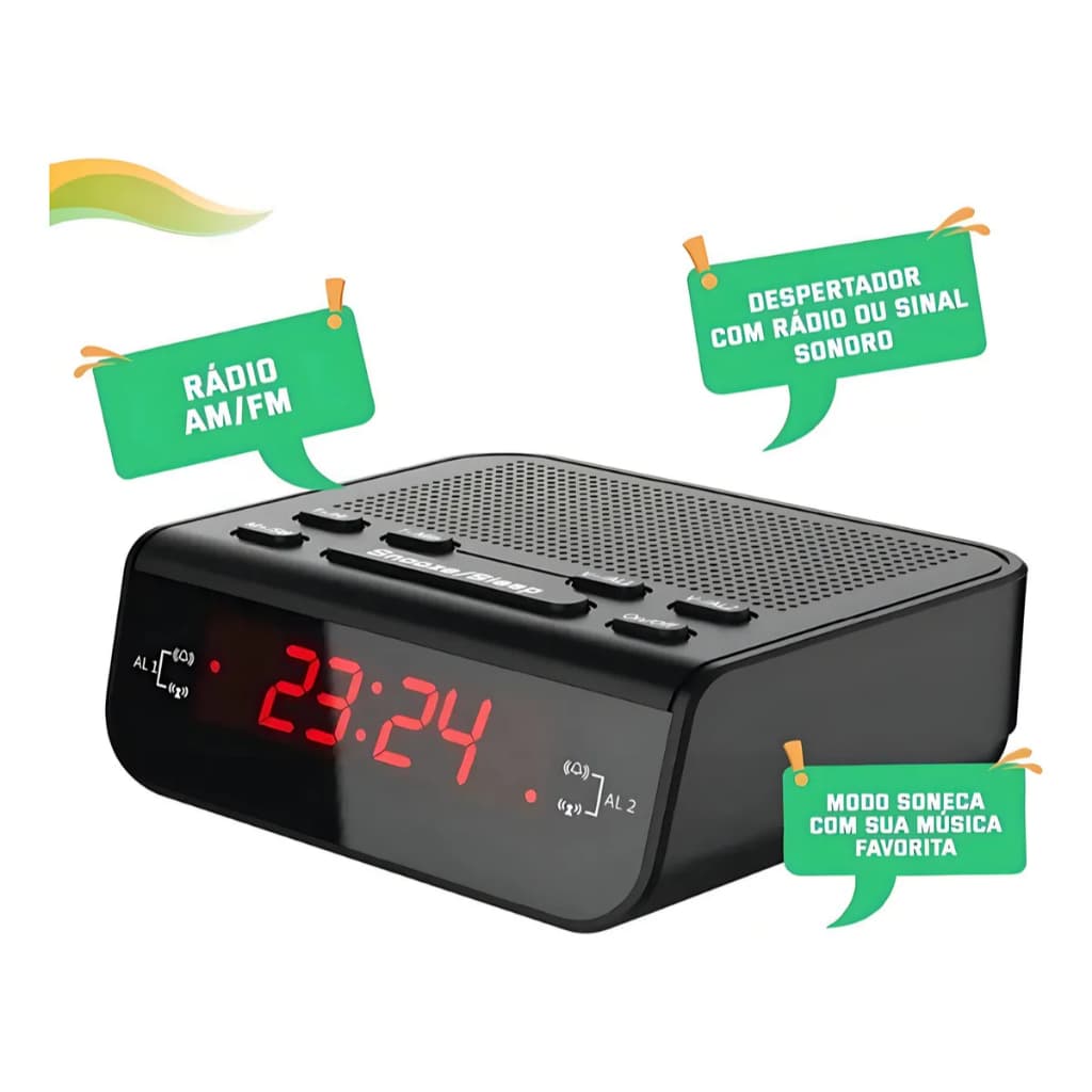 Rádio Relógio Despertador Digital De Mesa Com Rádio - Alarme Despertador Relógio Radio