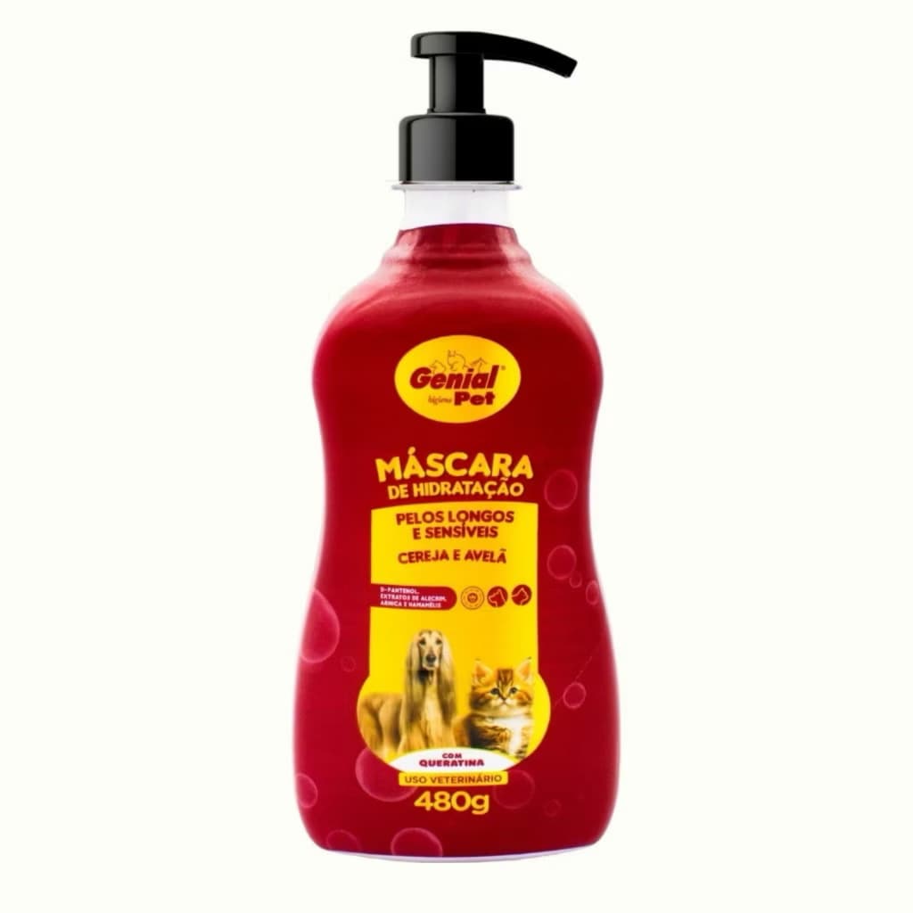 Mascara De Hidratação Queratina Pelos Para Cachorro e Gato Banho e Tosa 500ml - Genial Pet