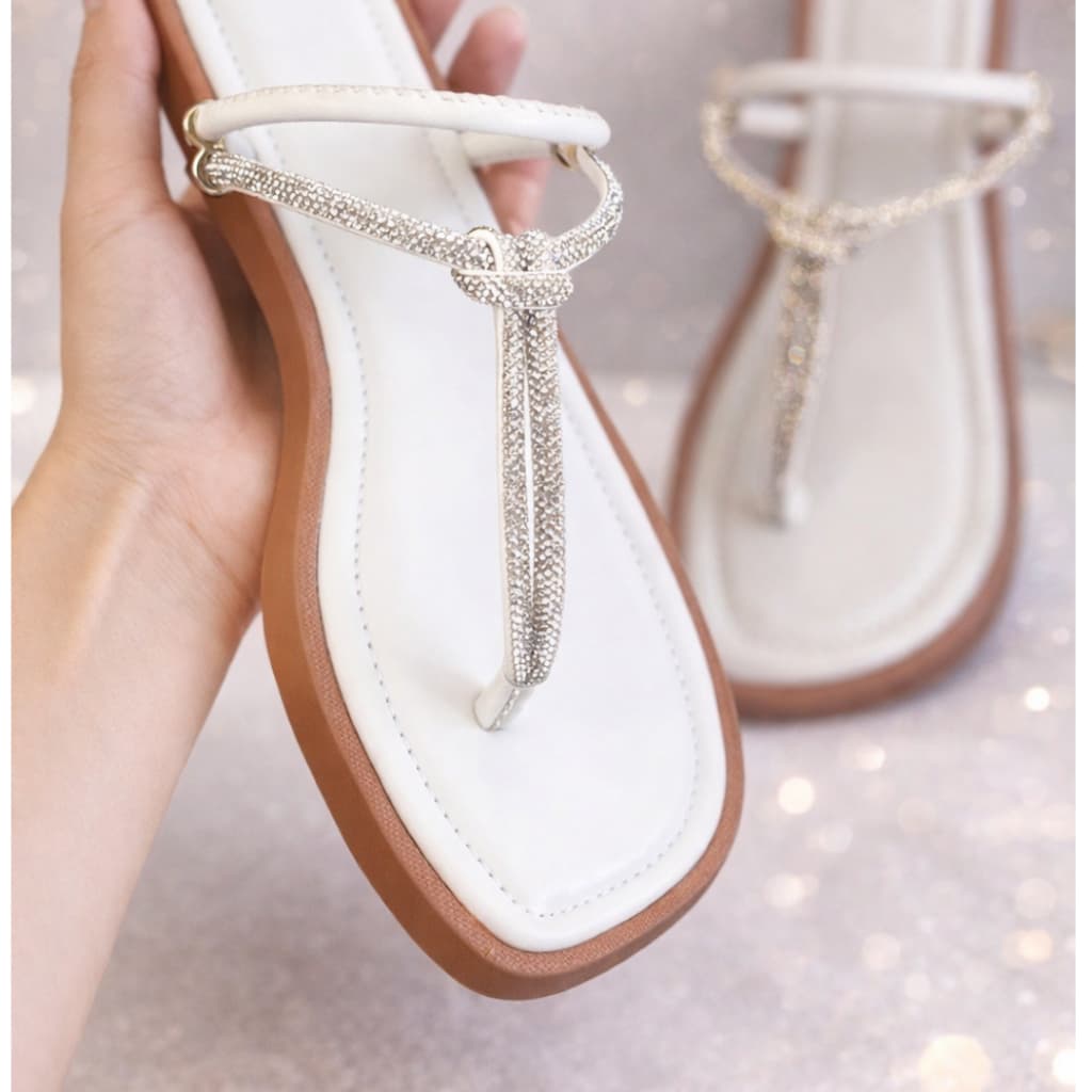 Papete Sandália chinelo rasteirinha feminino Nó STRASS brilho tendência copa do mundo