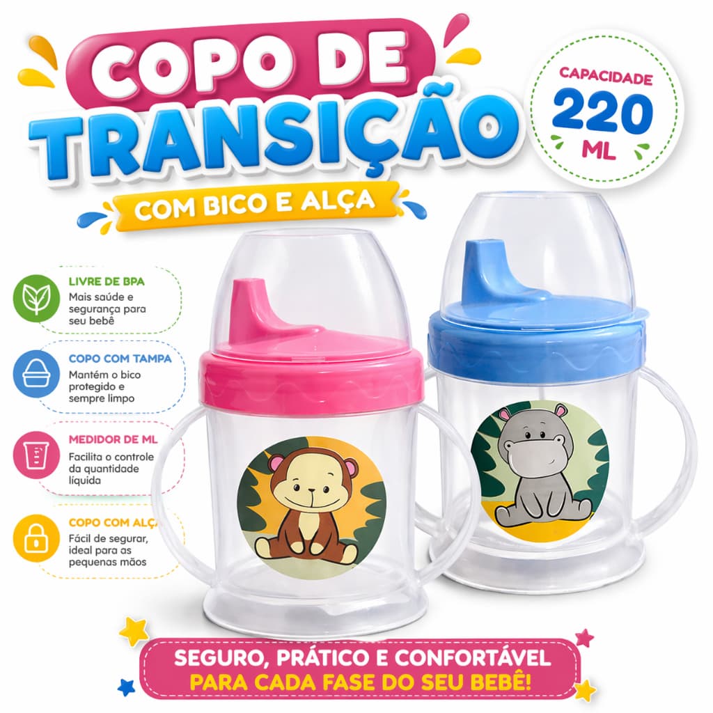 Copo Treinamento Bebê com Alça Infantil Transição Fácil Seguro