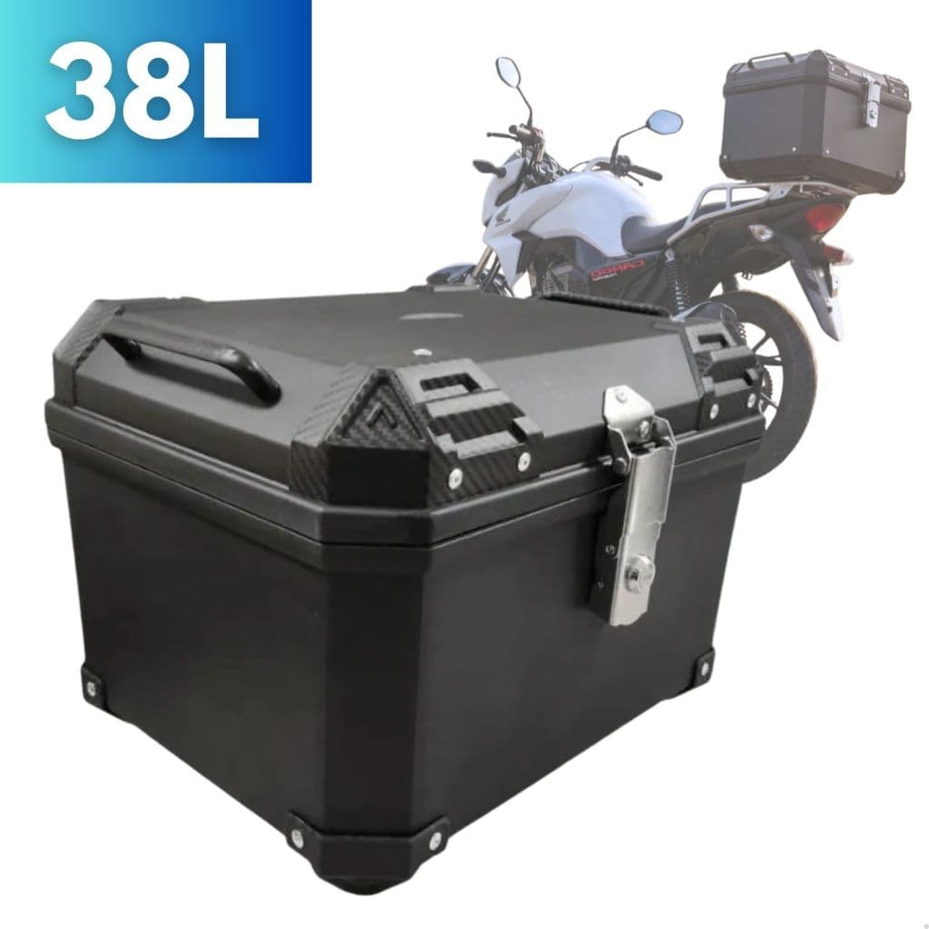 Baú Preto 38 L ou 45 L Bauleto Bagageiro Atrox Universal Com Suporte Reforçado