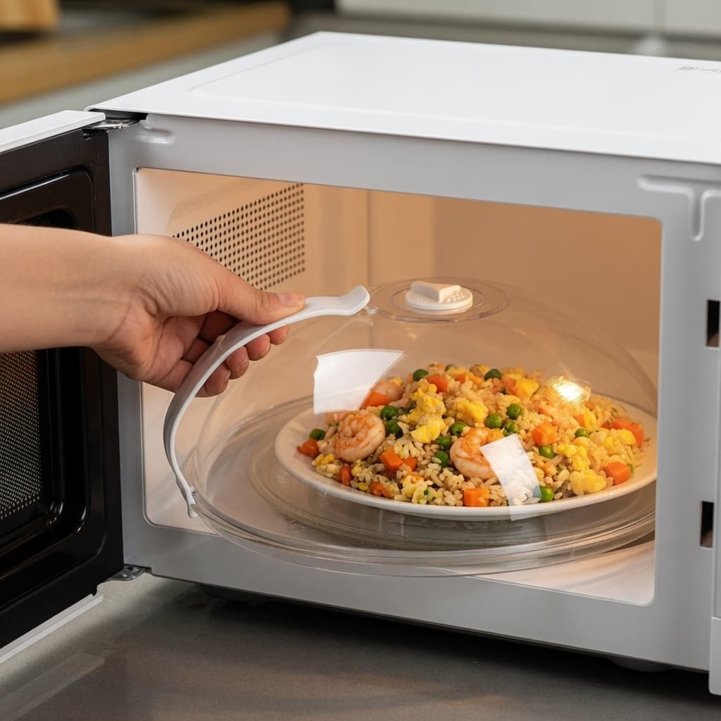 Tampa De Microondas Transparente Protetora Anti-Sujeira Com Válvula Para Alimentos