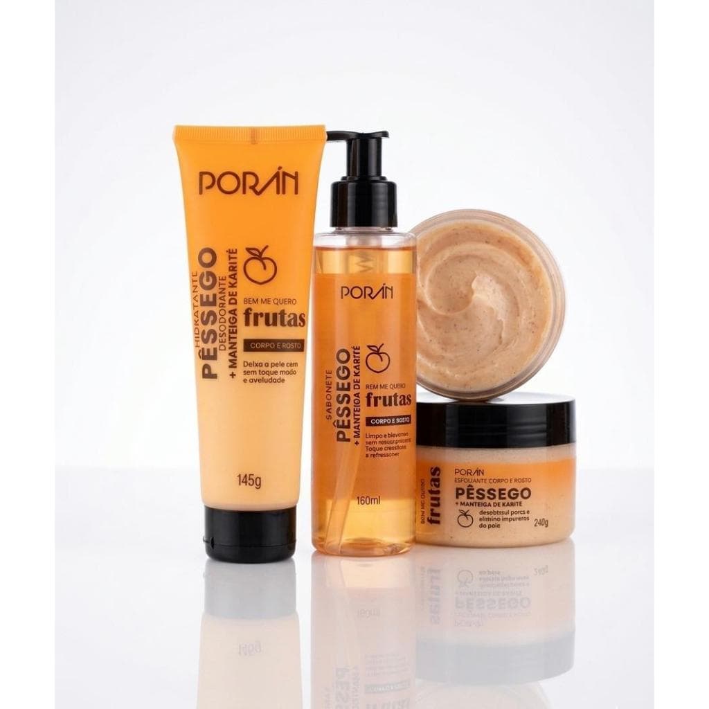 Kit Skin Care Completo Cuidados Com A Pele Do Rosto E Corpo Pêssego 3 Itens