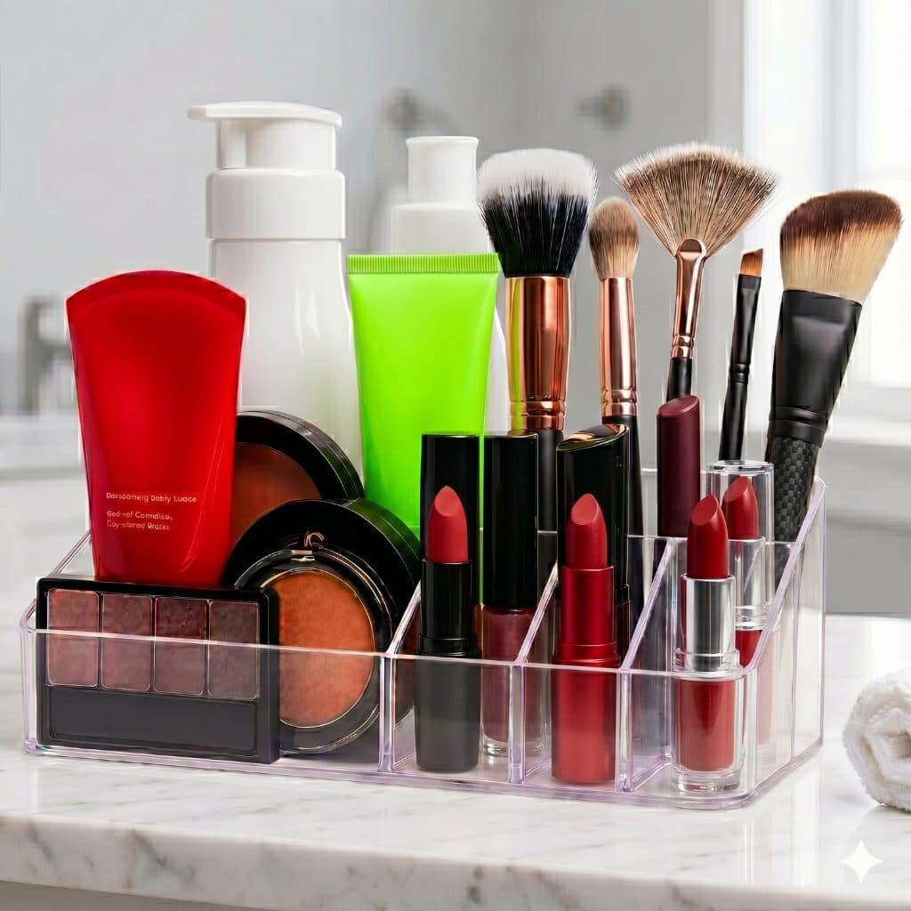 Organizador de Maquiagem Grande Esmalte Pincel Batom Make Porta Cosméticos Acrílico Resistente