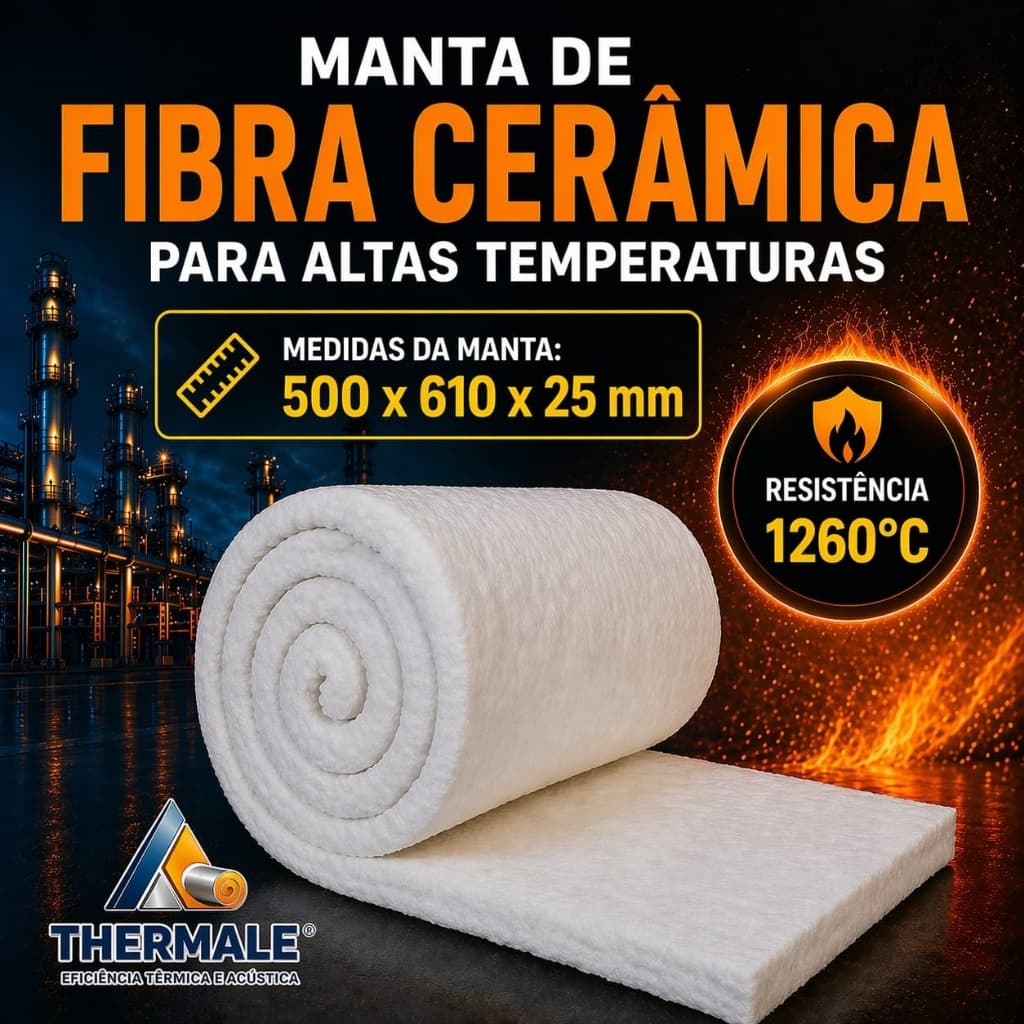 Manta Fibra Cerâmica - 500x610x25mm - Altas temperaturas - 1260ºc - Cutelaria, Forja.