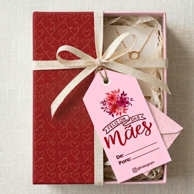 100 Tags Dia das Mães para Presente | Etiqueta Decorativa para Embalagem e Lembrancinhas