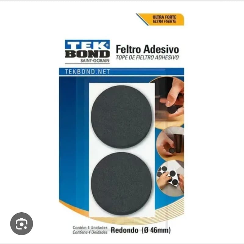 Feltro Adesivo Protetor Redondo Tekbond 46mm Preto - 4 Unidades protetor Tekbond Medida exata