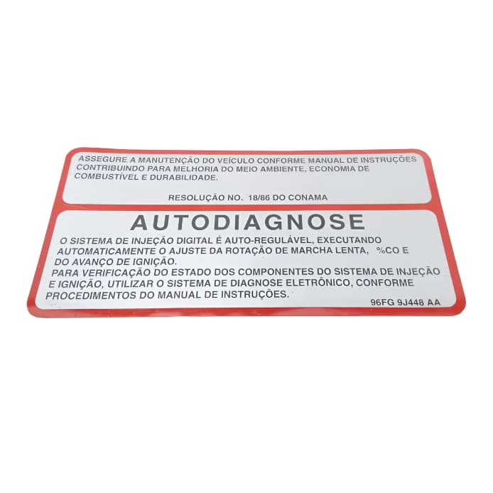Etiqueta Autodiagnose Motor Fusion Fiesta Ka Ford 96fg9j448a