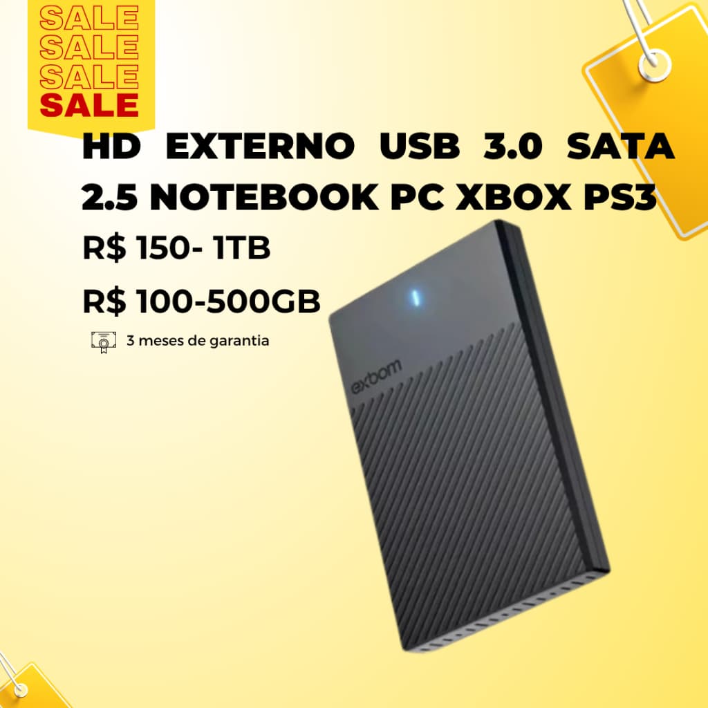 Hd Externo Usb 3.0, Sata 2.5, para  Notebook, Pc, Xbox, Ps3,4, 5
