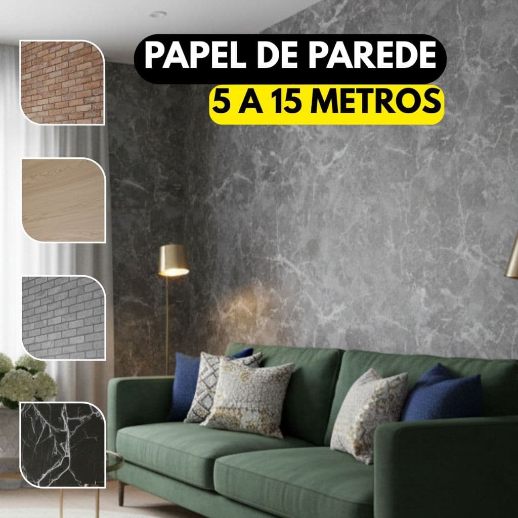 Papel de Parede Autocolante 15x0,45 Metros Adesivo Cimento Queimado Marmore Madeira Ripa