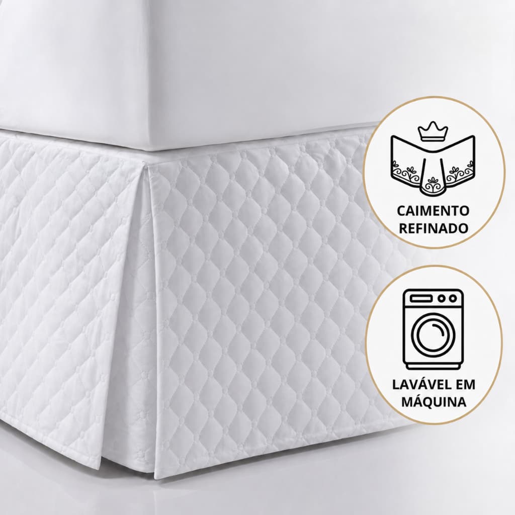 Saia Cama Box Altenburg Petit Poá Ultrawave 200 Fios com Elástico Branco Solteiro Casal Queen King