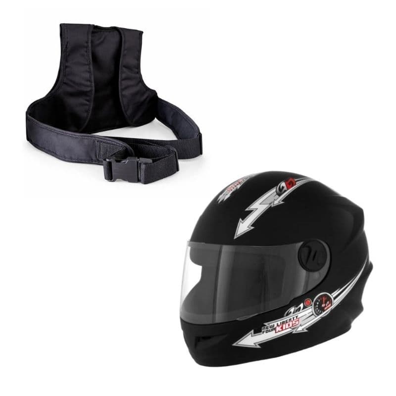 Capacete infantil Preto N54 + Colete de Segurança Ajustável