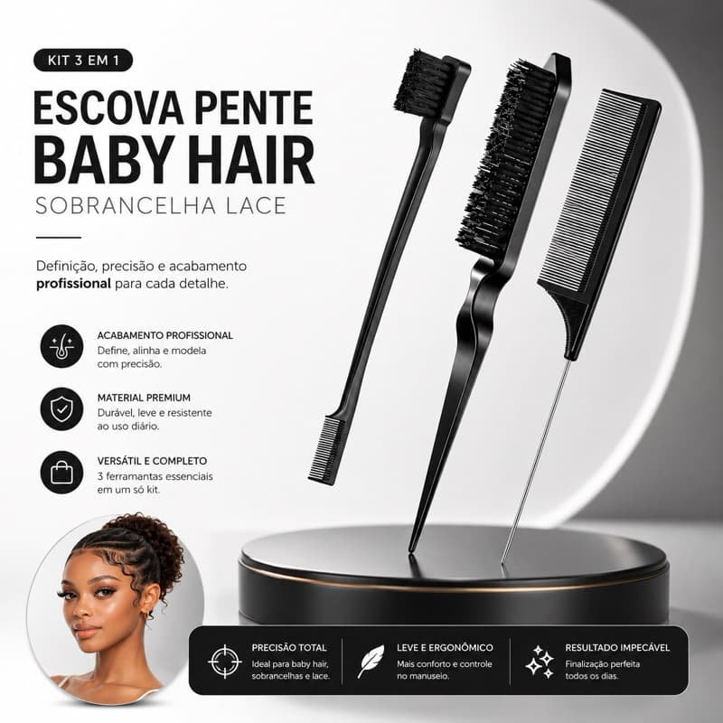 Kit de Pente para Cabelo com 03 Unidades esvova pente e Finalizador