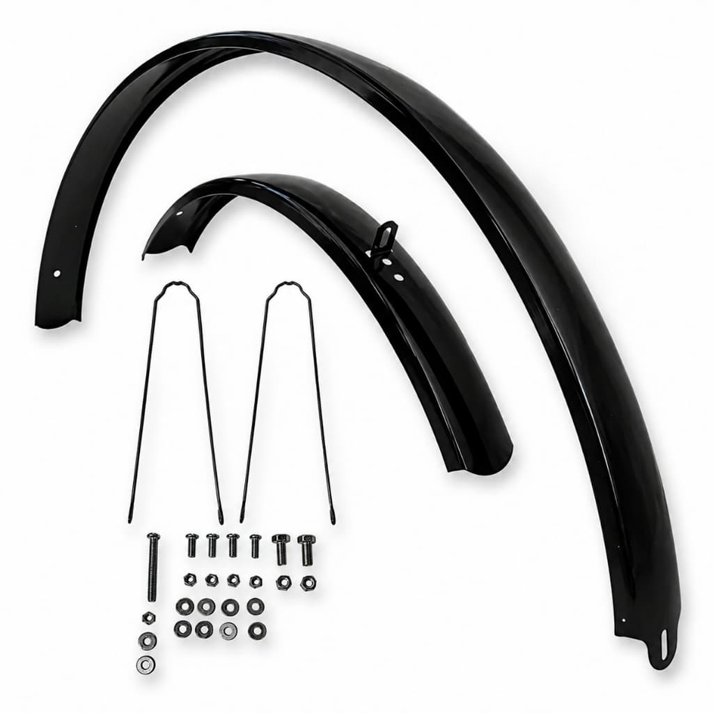 Kit Paralama Bicicleta Aro 26 Preto Completo com Hastes Parafusos Reforçado Monark Poti Barra Forte
