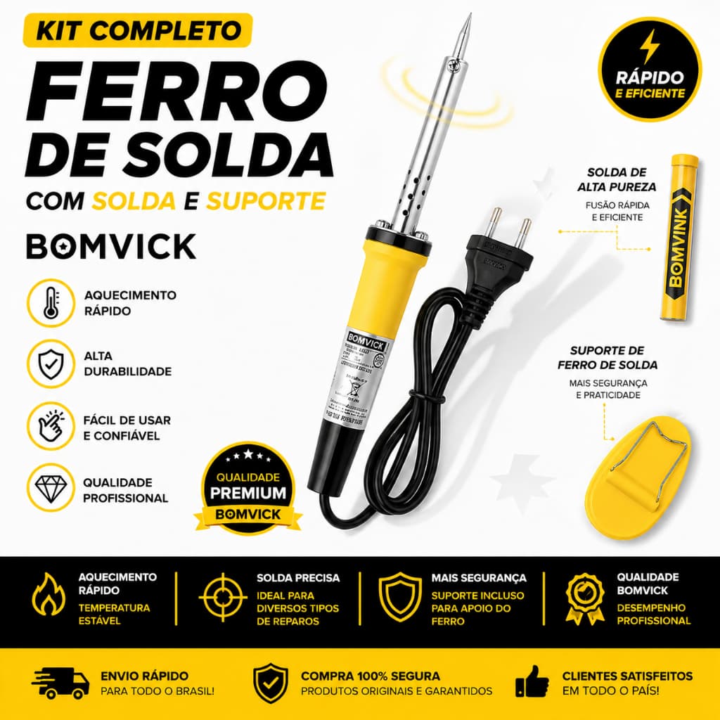 Kit Ferro de Solda  110V ou 220V + Estanho – Envio Rápido! | Tubo Avulso Opção