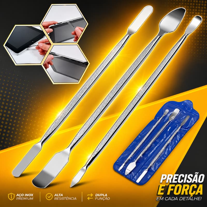 3 Espatulas De Aço Precisão Para Manutenção Tablets Notebooks E Celulares