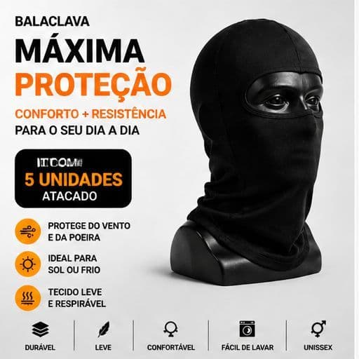 Kit 5 Máscara Balaclavas Capuz Proteção UV50 Térmica ATACADO