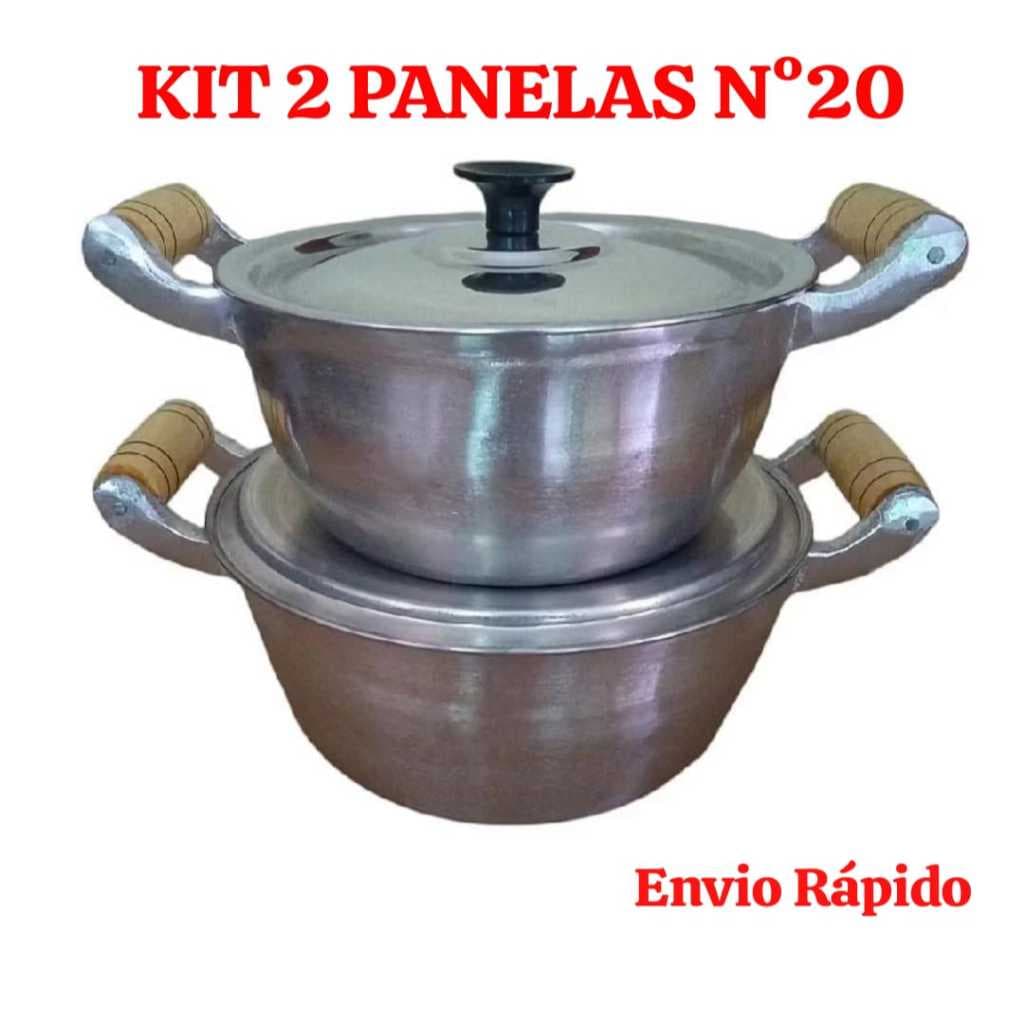 KIT DE DUAS Panelas Caçarolas 20 de Alumínio Batido Fundido Grosso 2,25 Litros Com Tampa