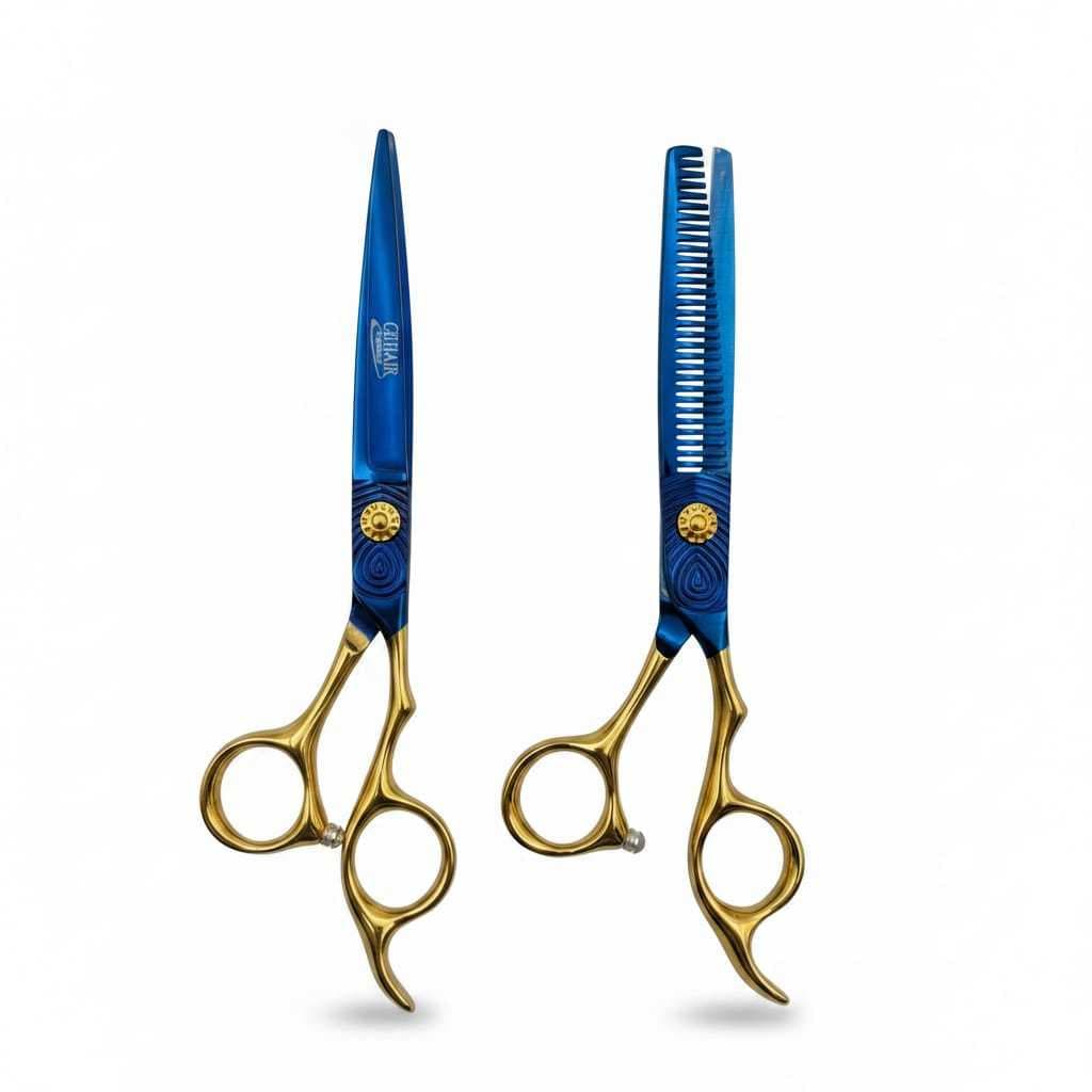 Kit Tesouras Profissionais GE Hair - Edição Luxo Signature 'Cielo'