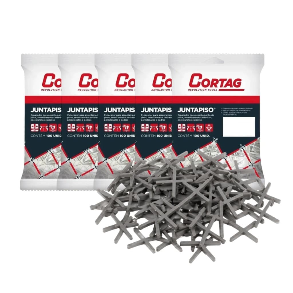Kit 500 Espaçador Cruzeta Juntapiso Azulejo 1,5mm Cortag