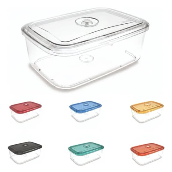 Saladeira Com Tampa Botão De Sucção Ar- 4600ml Helsim - Incolor