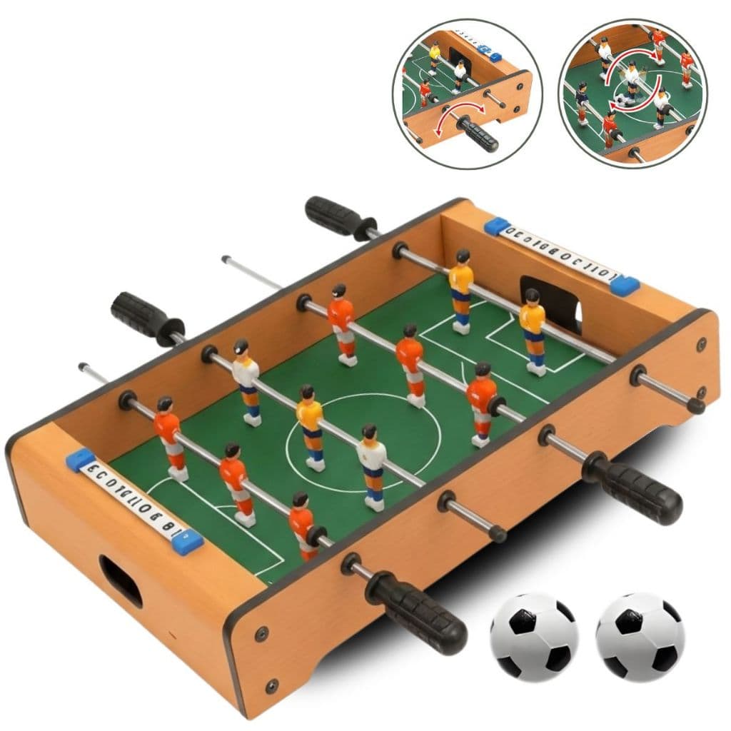 Mini Pebolim Jogos de Mesa Portatil de Madeira Divertido
